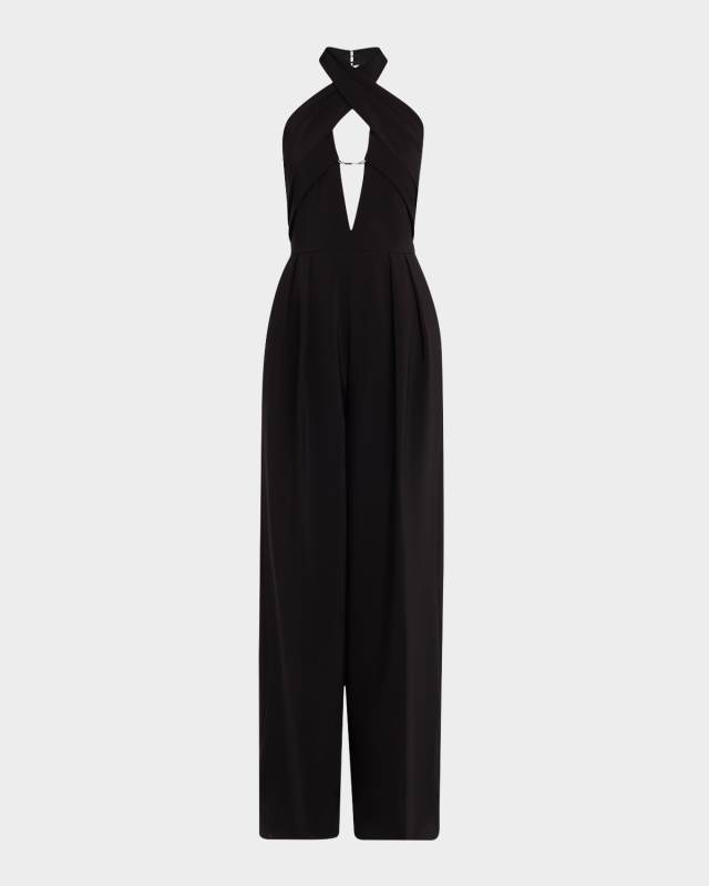 Bridgely Pleated Cutout Halter Jumpsuit